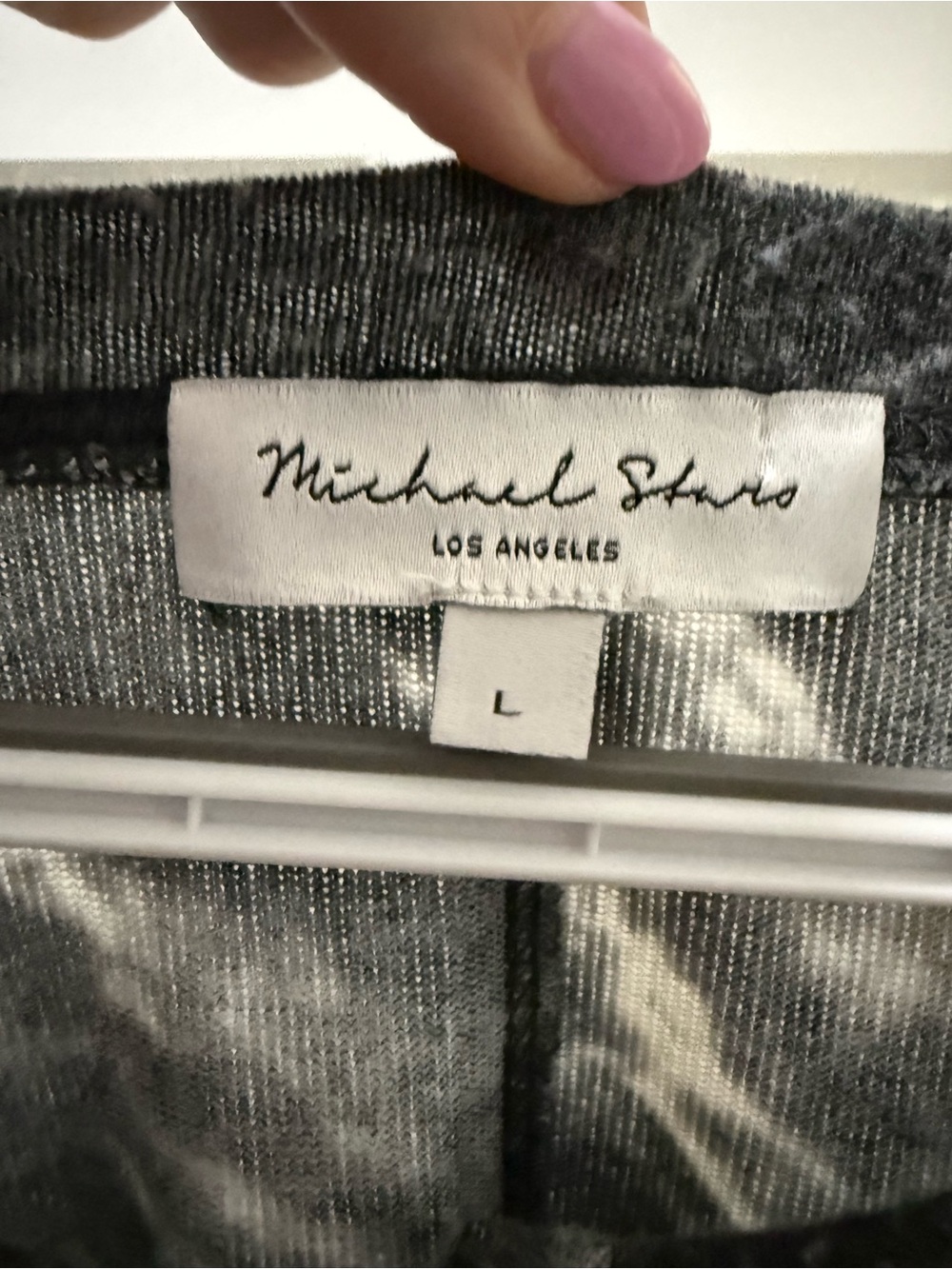 Michael Stars Neutral Marble-Print lightweight super soft Long Sleeve Top, large - Picture 3 of 3